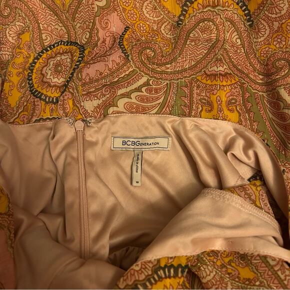 BCBGeneration Pink Paisley Sweetheart Long Sleeve Dress, Size 10, Mini - Picture 10 of 10